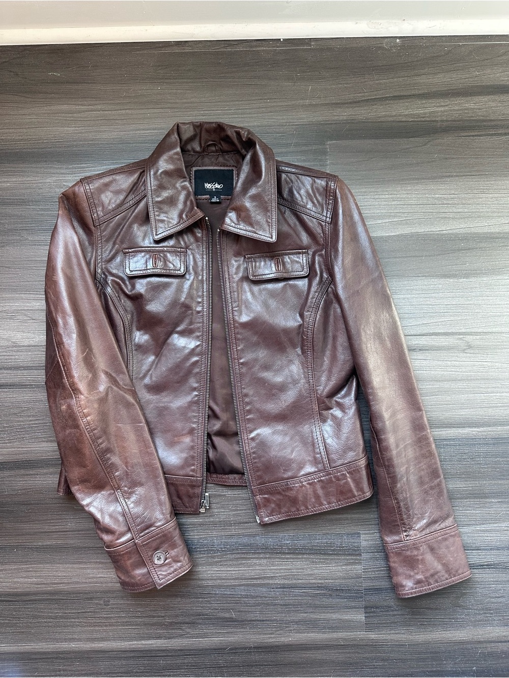 Mossimo Supply Co. Brown Leather Zip Jacket